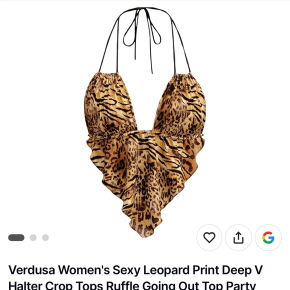 Leopard Print Halter Crop Top - Picture 1 of 5